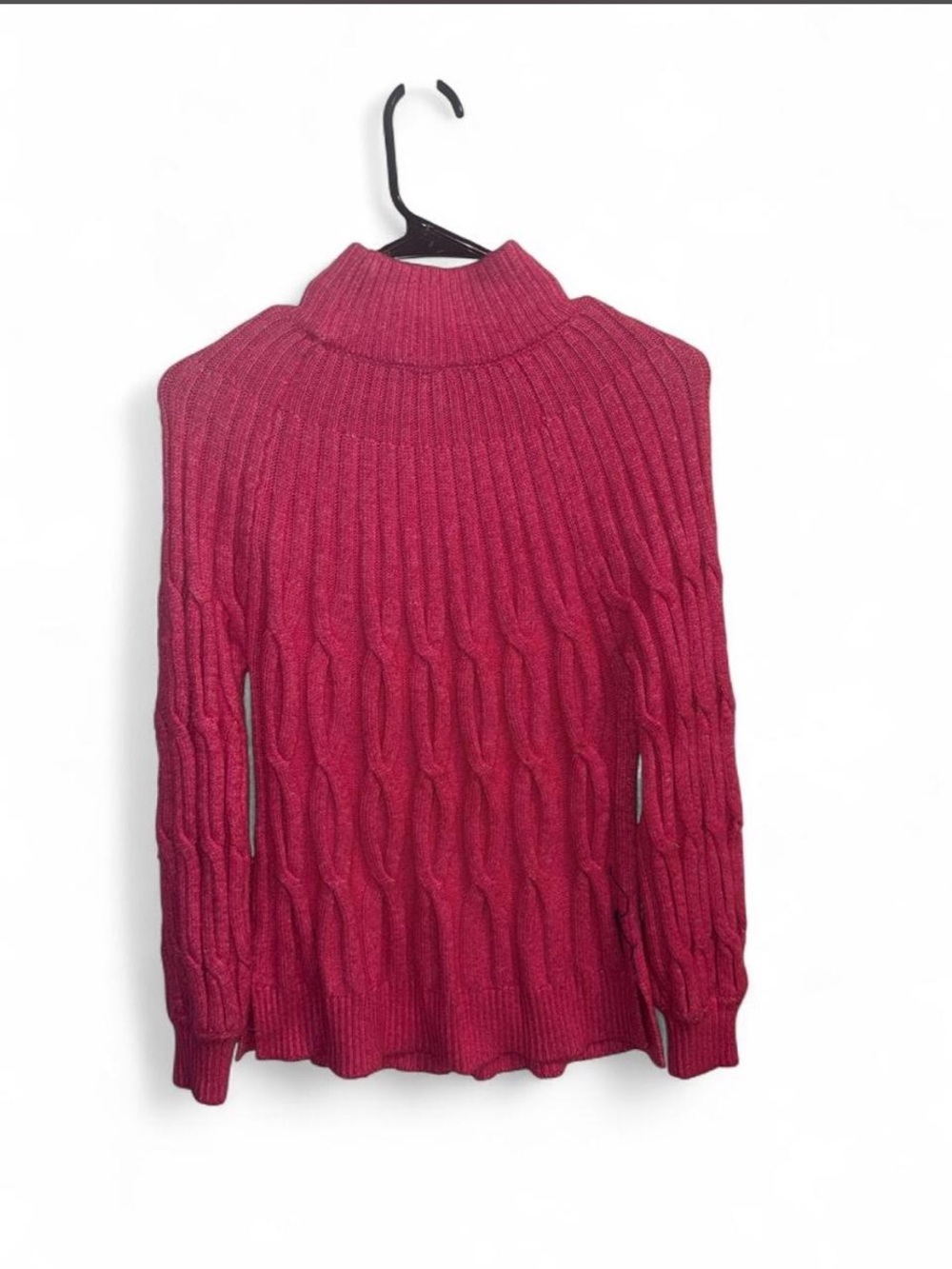 crown & ivy Cable Knit Mock Neck Sweater - Raspberry - Picture 5 of 5